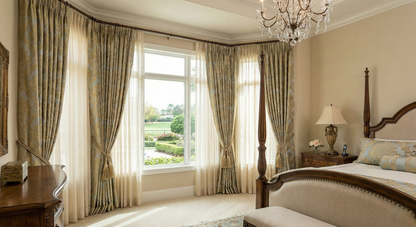 Layered Custom Draperies in Henderson