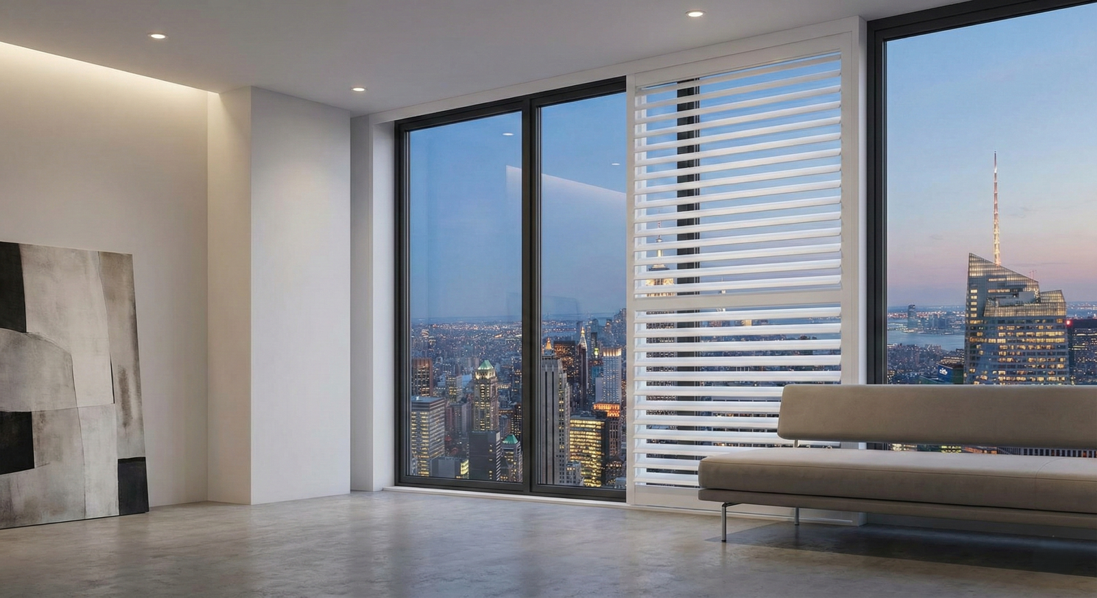 Modern Hidden Tilt Clearview Plantation Shutter