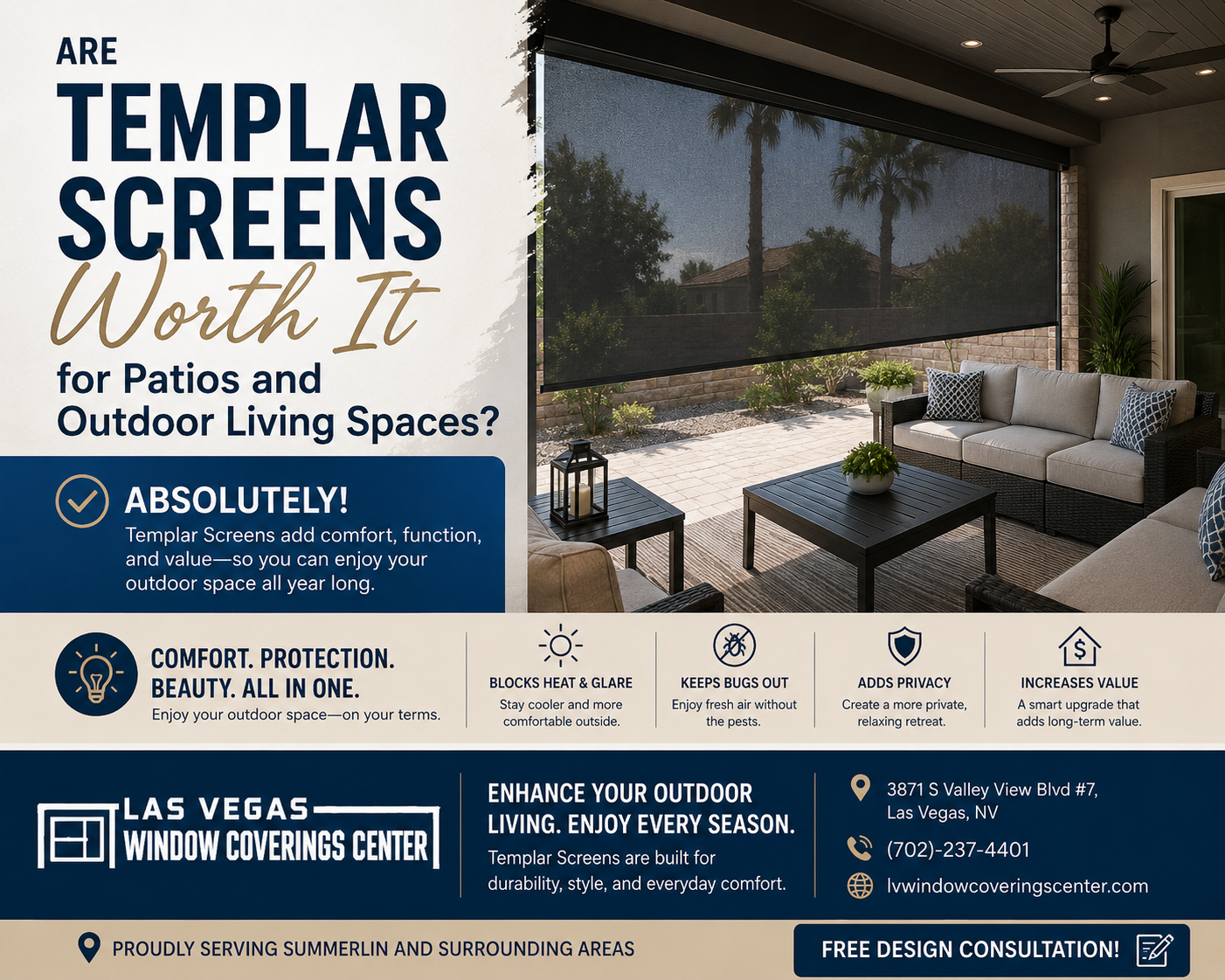 Solar screens for reducing heat and glare in Las Vegas homes