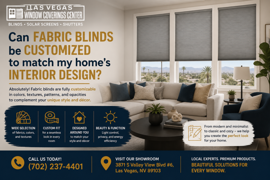 Can fabric blinds be customized to match my home’s interior design?