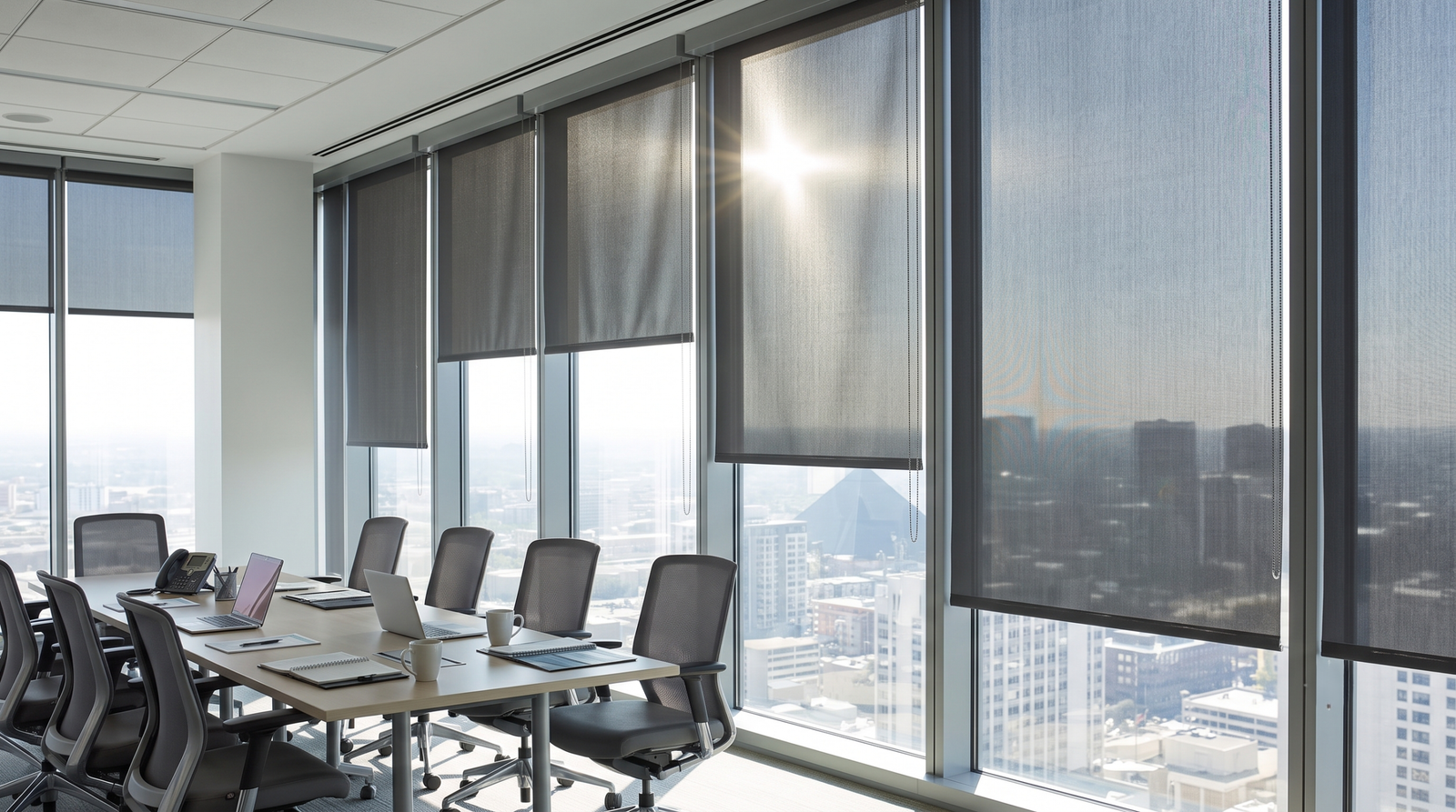 Commercial roller shades for Las Vegas offices and large windows