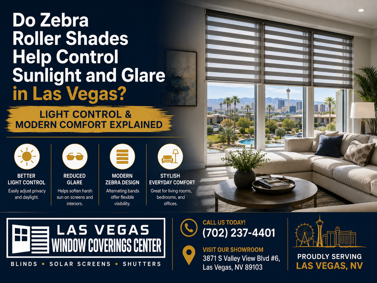 Do Zebra Roller Shades Help Control Sunlight and Glare in Las Vegas?