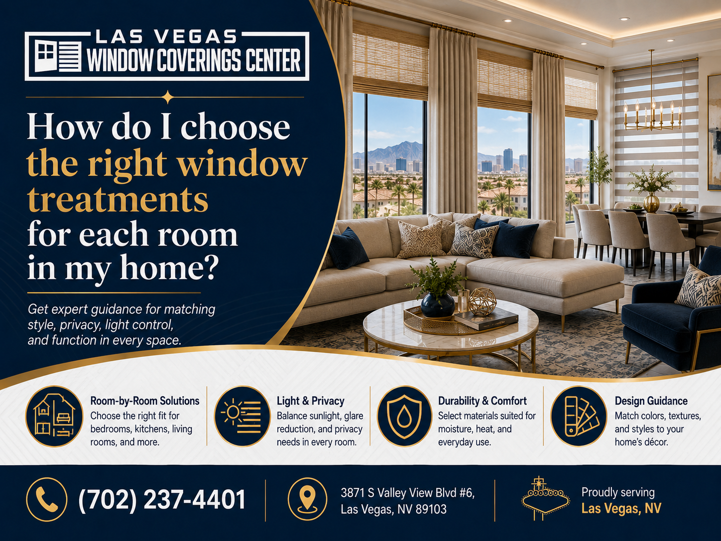 How to choose the right window treatments for each room in a Las Vegas home