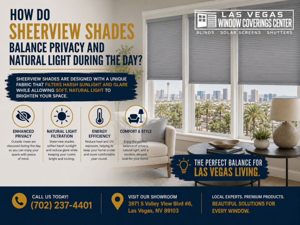 How do sheerview shades balance privacy and natural light during the day?
