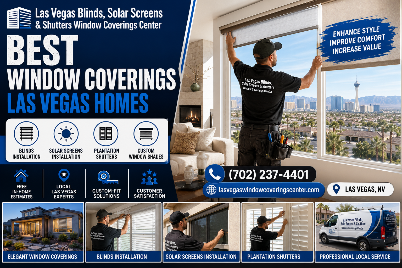 Beautiful Las Vegas living room featuring the best window coverings for sun protection and energy efficiency.