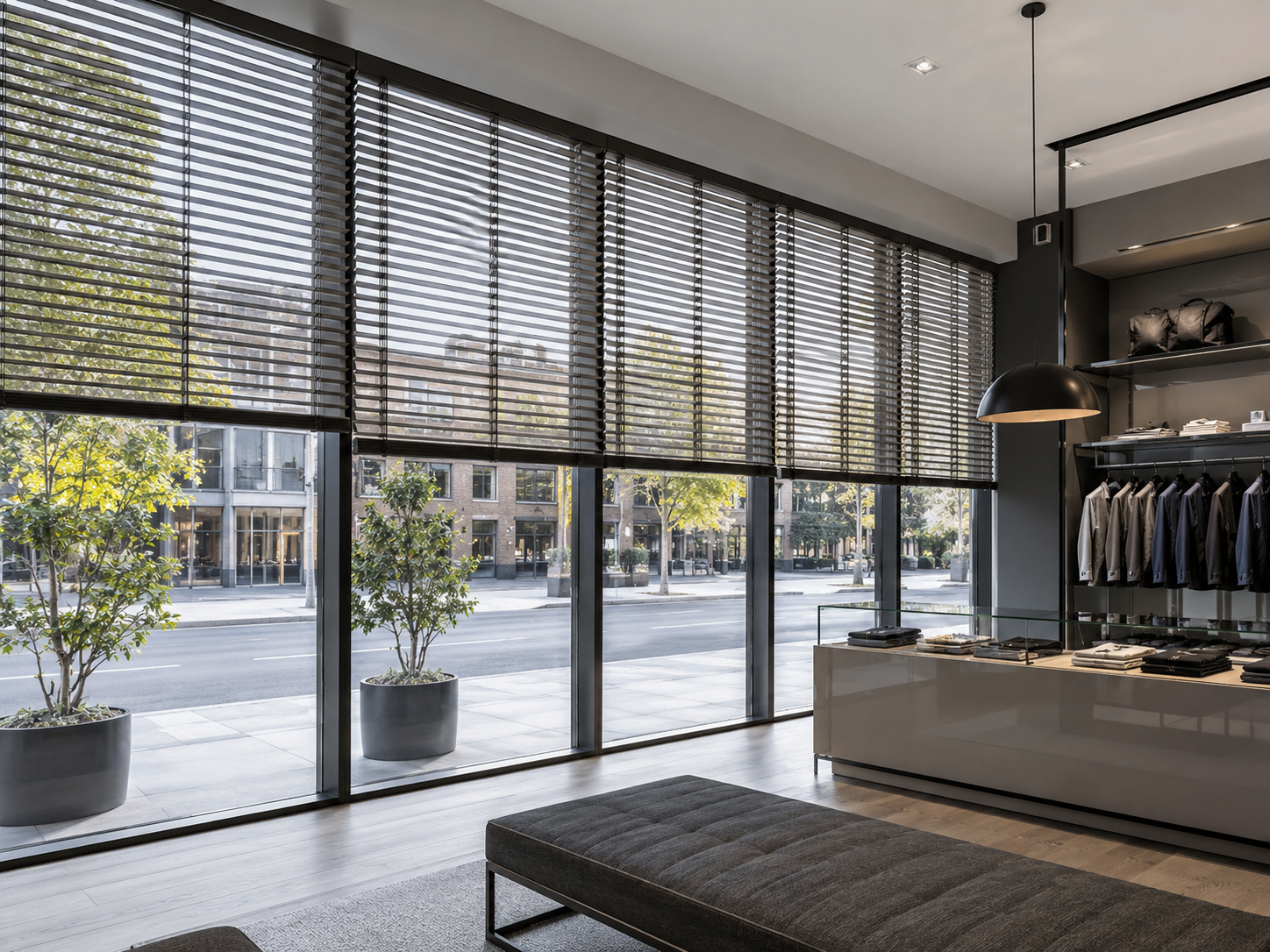 Commercial shutters and window coverings for Las Vegas retail spaces