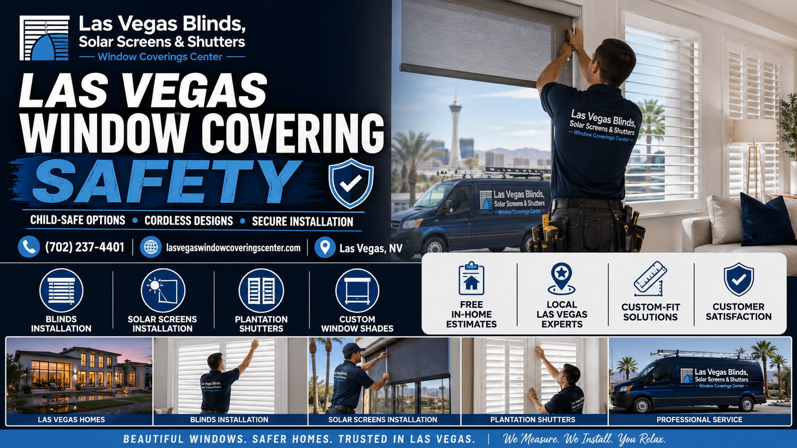 Las Vegas window-covering safety guide for cordless blinds and motorized shades by Las Vegas Blinds Solar Screens and Shutters Window Coverings Center