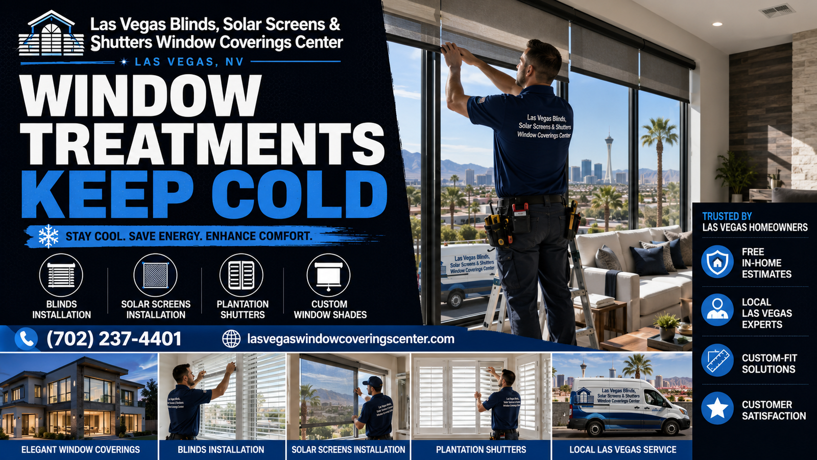 Window treatments that help keep cold out of Las Vegas homes by Las Vegas Blinds Solar Screens and Shutters Window Coverings Center