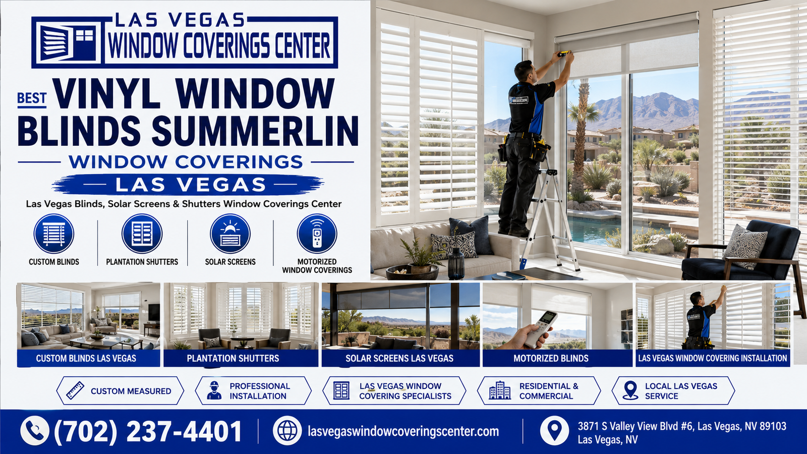 Vinyl window blinds Summerlin featured image showing window covering options for a Summerlin home