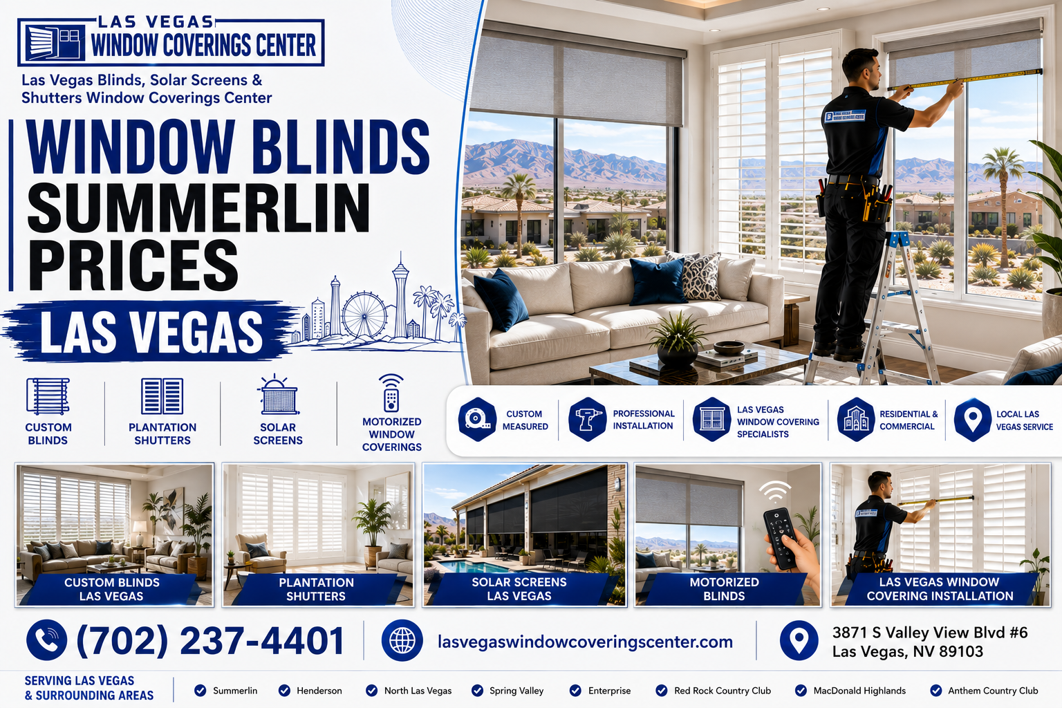 Window blinds Summerlin prices featured image showing window covering options for a Summerlin home