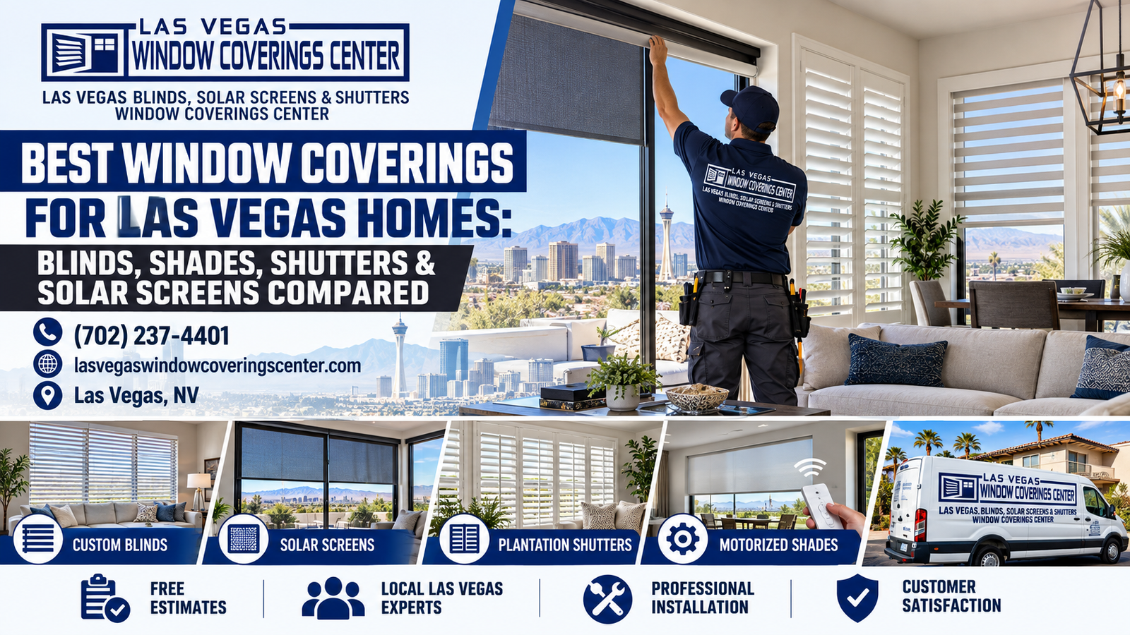 Blinds, shades, shutters, and solar screens compared for Las Vegas homes