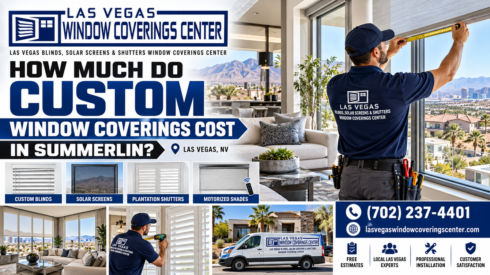 Measuring a view window in a Summerlin home for a custom window coverings quote
